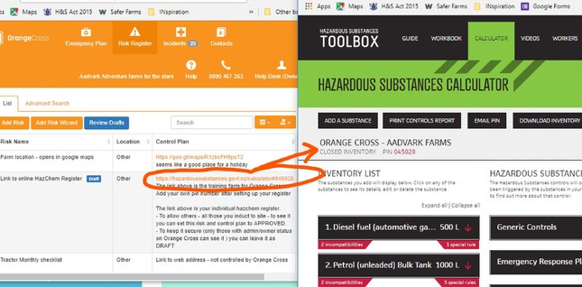 Link to Outside Resources - using hyperlink function to link to a HazChem register